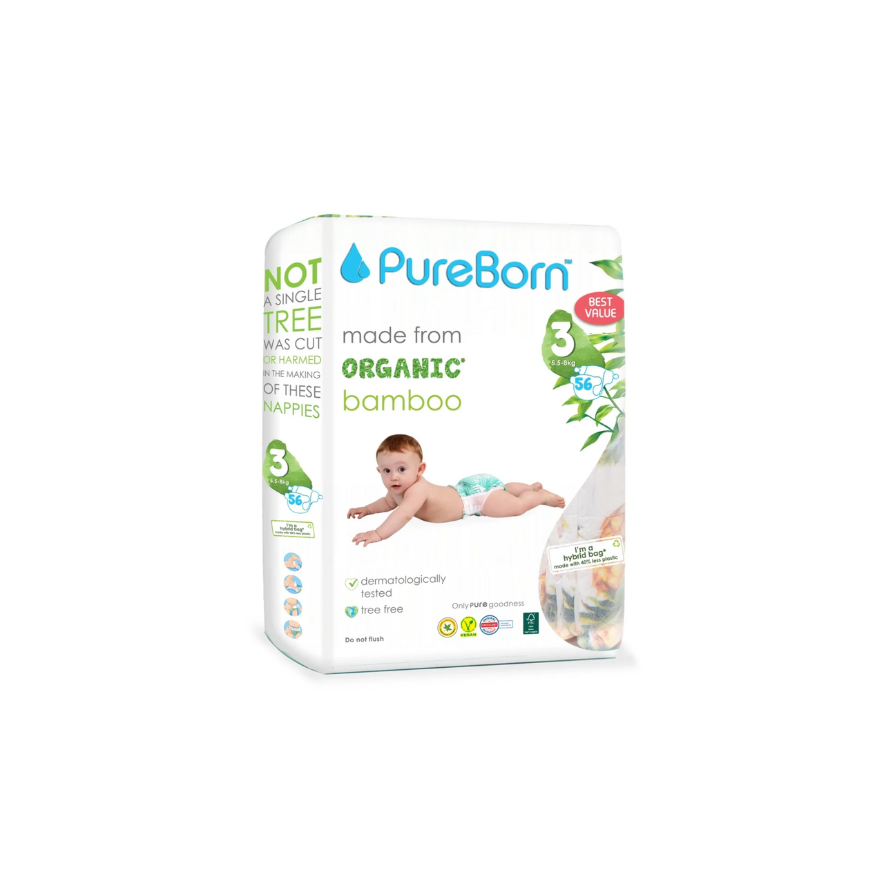 PURE BORN NAPPIES(56 pc)