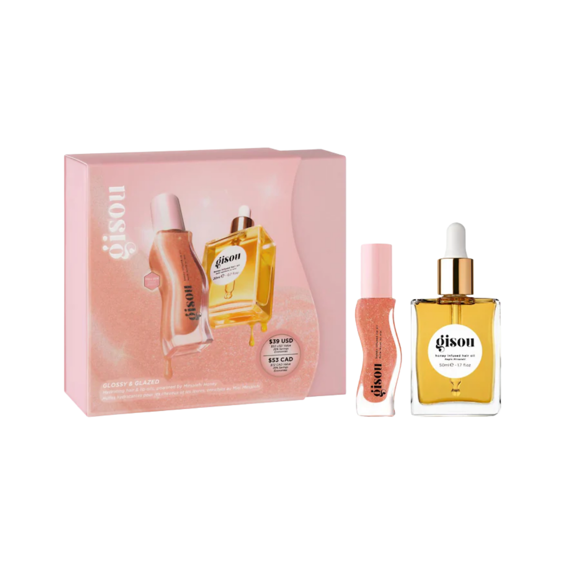 Набор масел для губ и волос Gisou Glossy & Glazed Hair & Lip Oil Gift Set Gisou