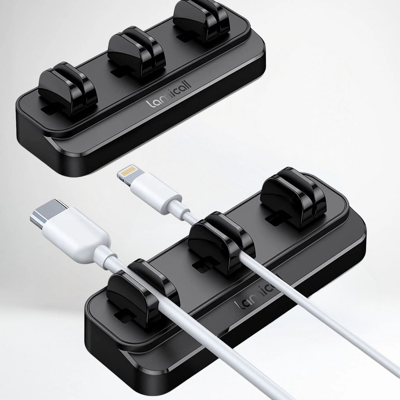 3+1 Pack Cable Spring Holder Clips, Cord Organizer for Desk