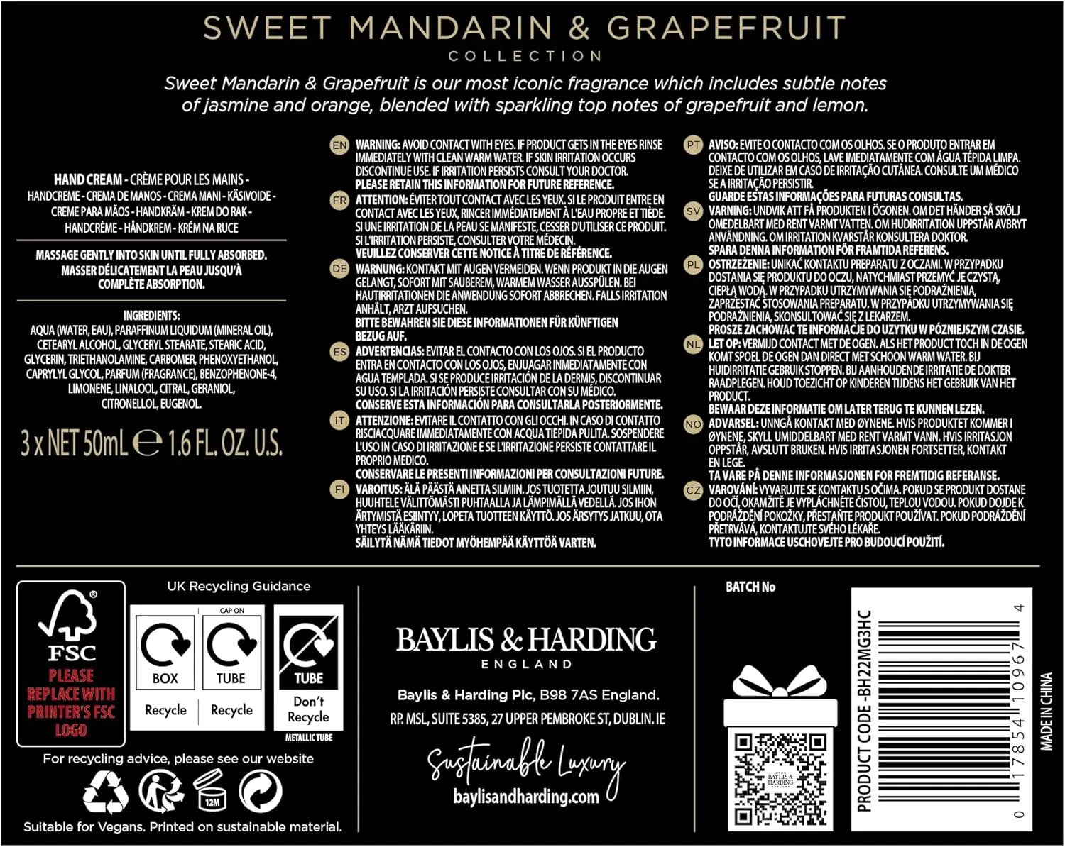 Подарочный набор Baylis & Harding Hand & Skincare Sweet Mandarin & Grapefruit Baylis & Harding