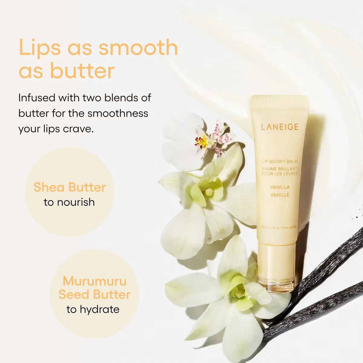 Бальзам для губ / LANEIGE Lip Glowy Lightweight Hydration Balm with Shea Butter / Vanilla LANEIGE