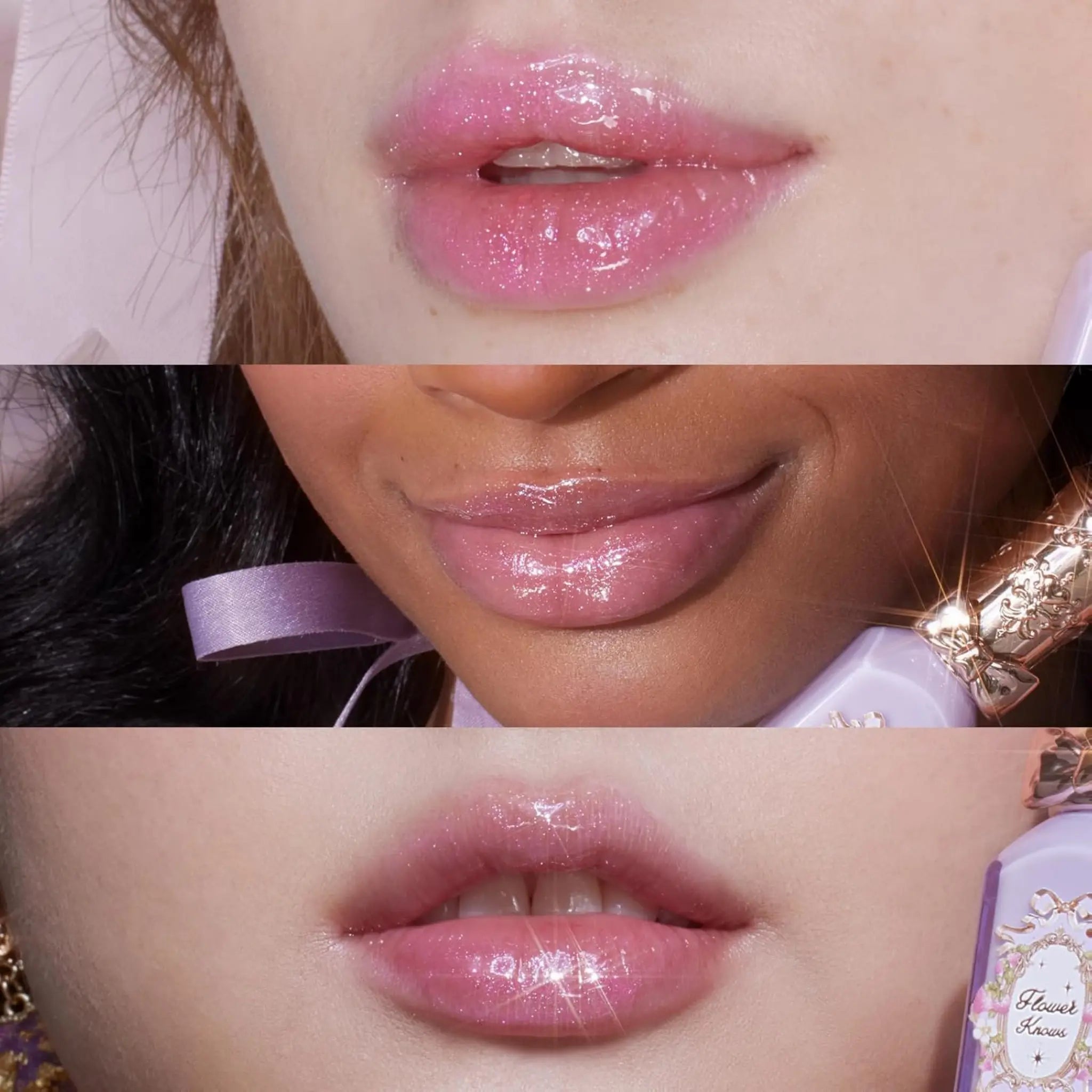 Блеск для губ Flower Knows — Violet Strawberry Rococo Glowy / G03 Berry Bomb Findy Uzbekistan
