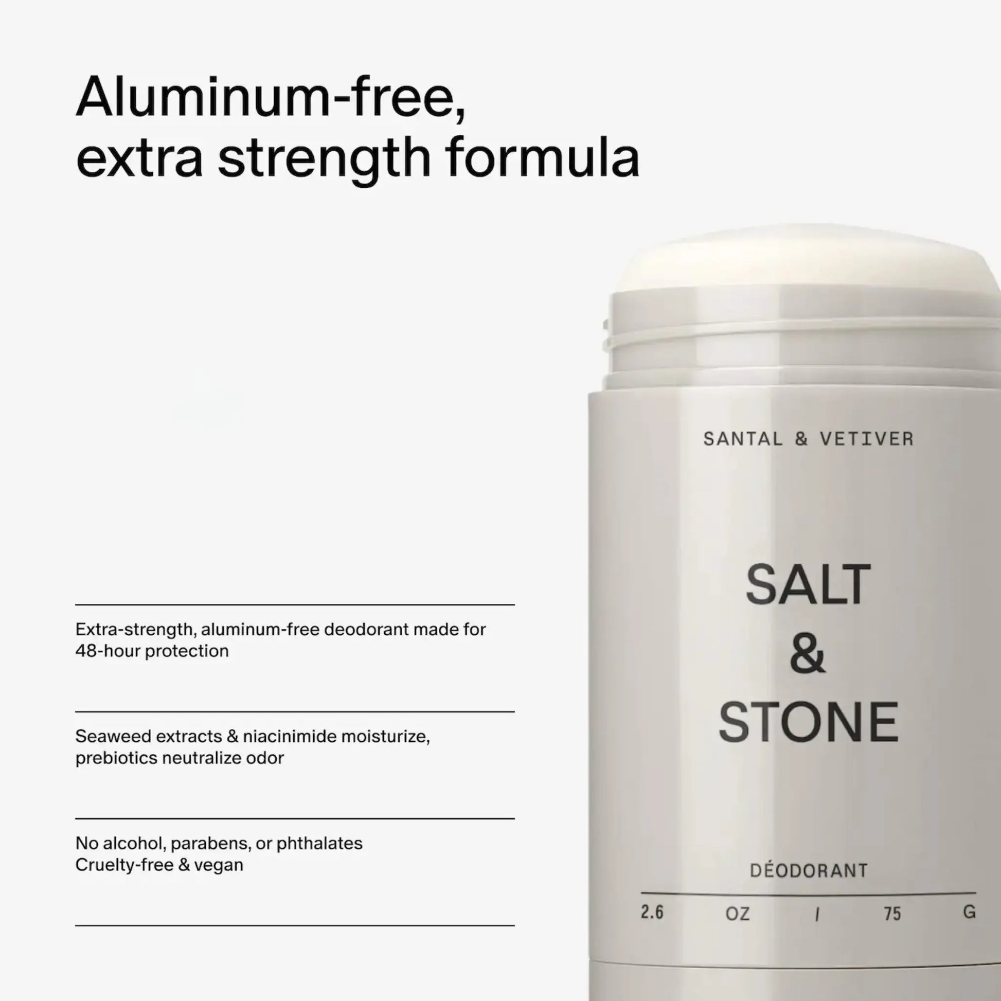 Дезодорант Salt & Stone — Santal & Vetiver Extra-Strength Aluminum-Free Deodorant Findy Uzbekistan