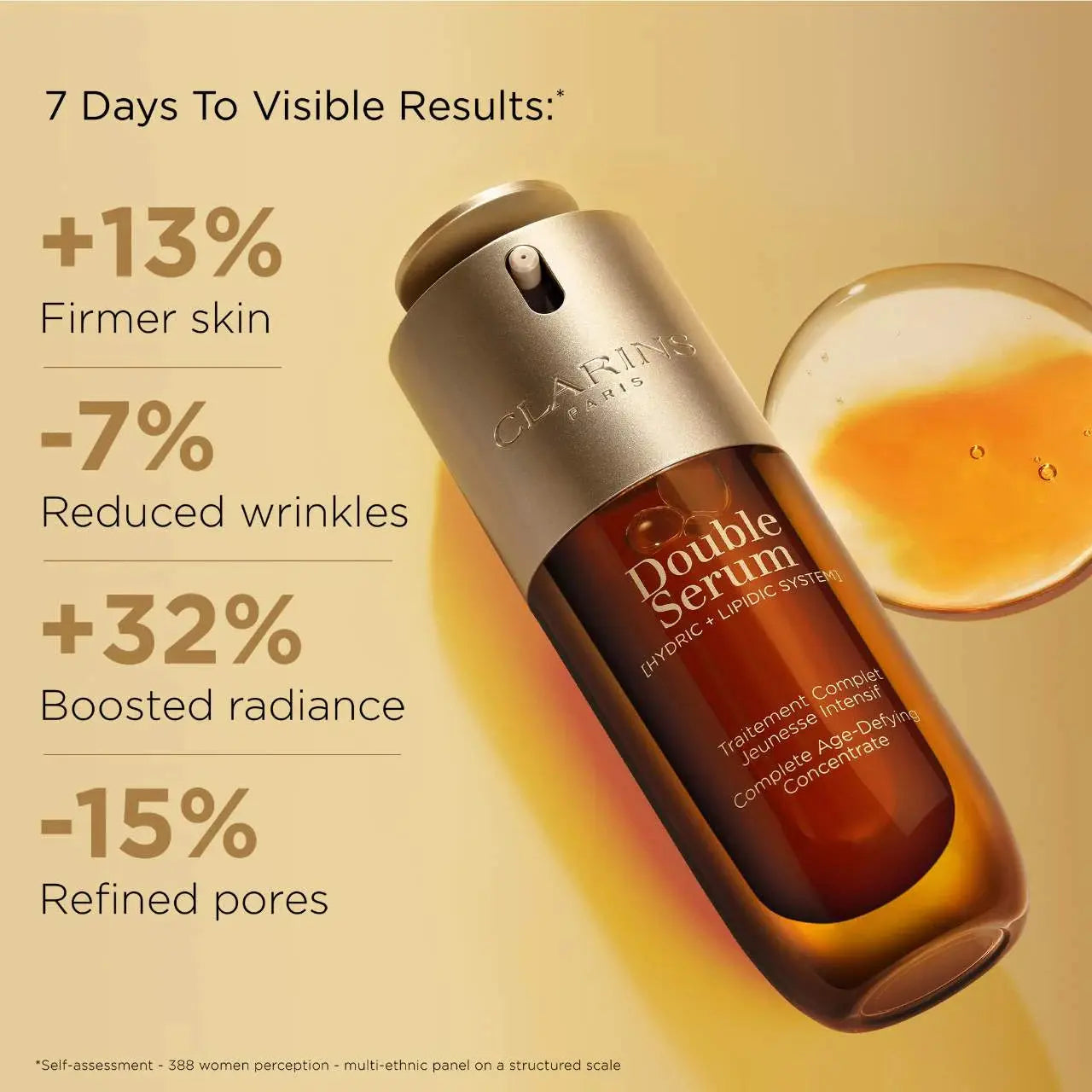 Двойная сыворотка / Clarins DOUBLE SERUM® To Firm, Boost Radiance & Refine Pores CLARINS