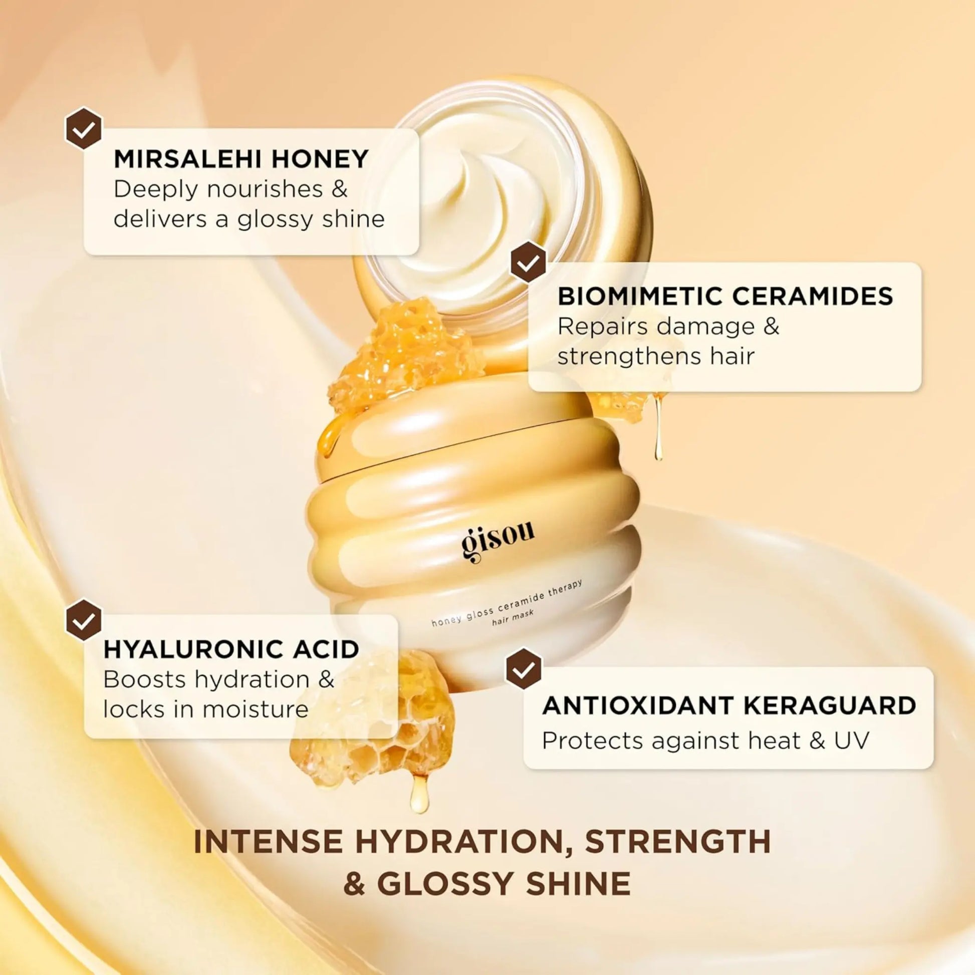 Маска для волос Gisou — Honey Gloss Ceramide Therapy Hair Mask / 75 мл Findy Uzbekistan