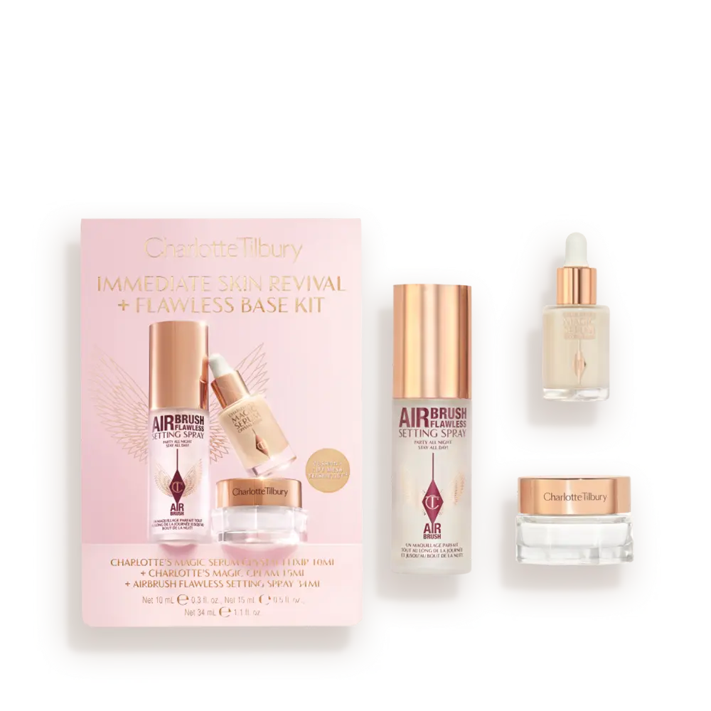 Мини набор / Immediate Skin Revival + Flawless Base Set / Moisturiser, Serum + Setting Spray Charlotte Tilbury