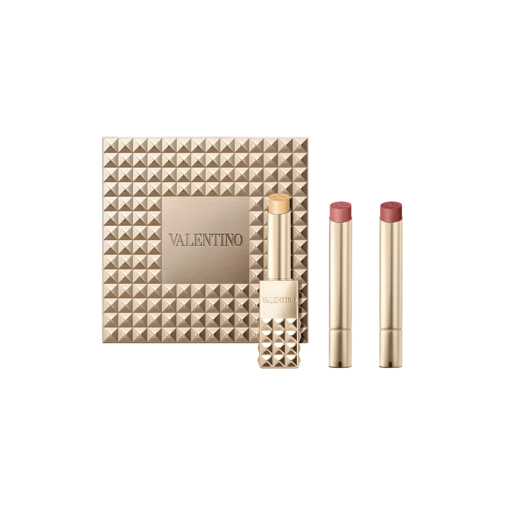 Набор для губ / Valentino Limited Edition Spike Buttery Matte Refillable Lipstick Trio and Clutch Set VALENTINO