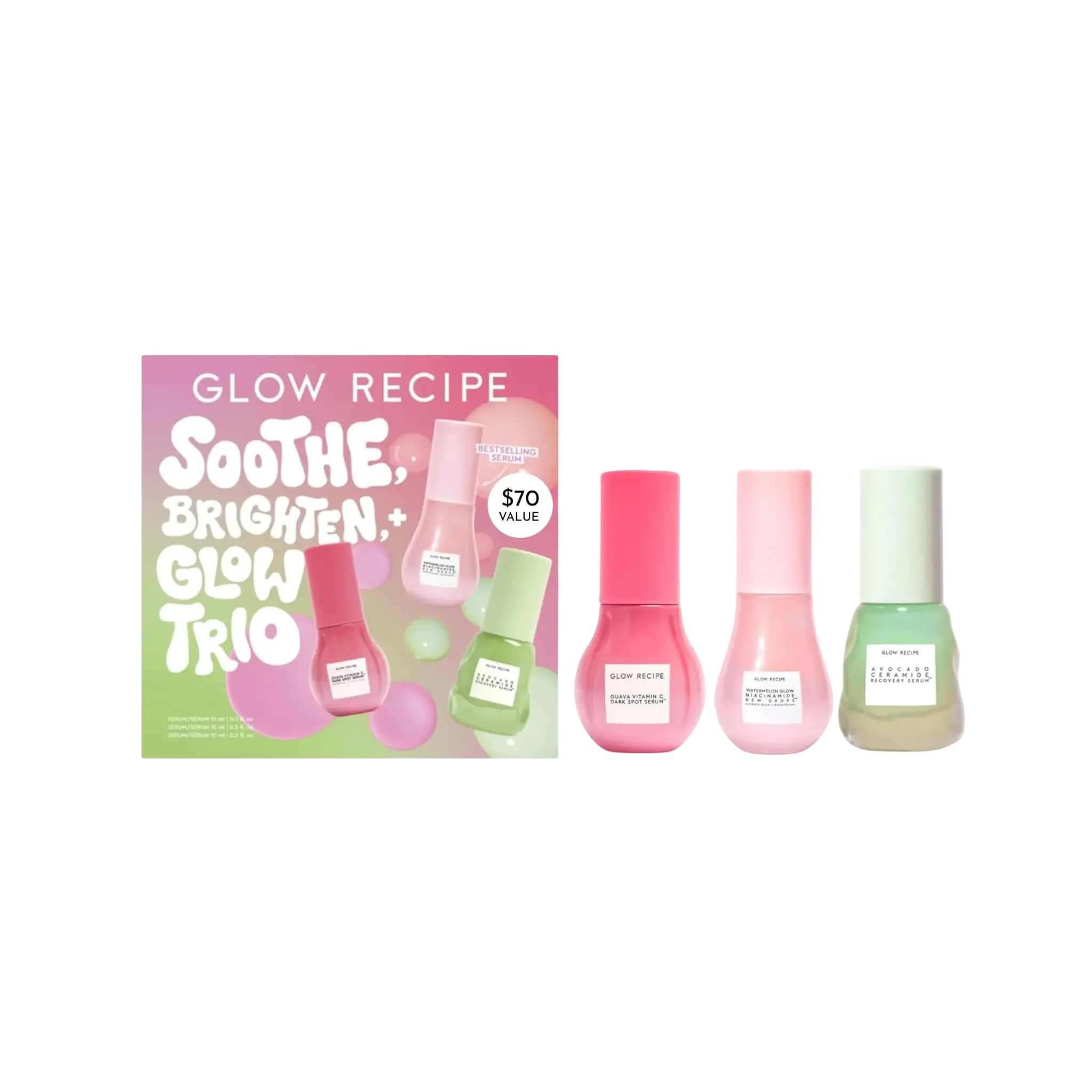 Набор для лица / Glow Recipe Soothe, Brighten + Glow Trio / Radiance Skincare Set Glow Recipe