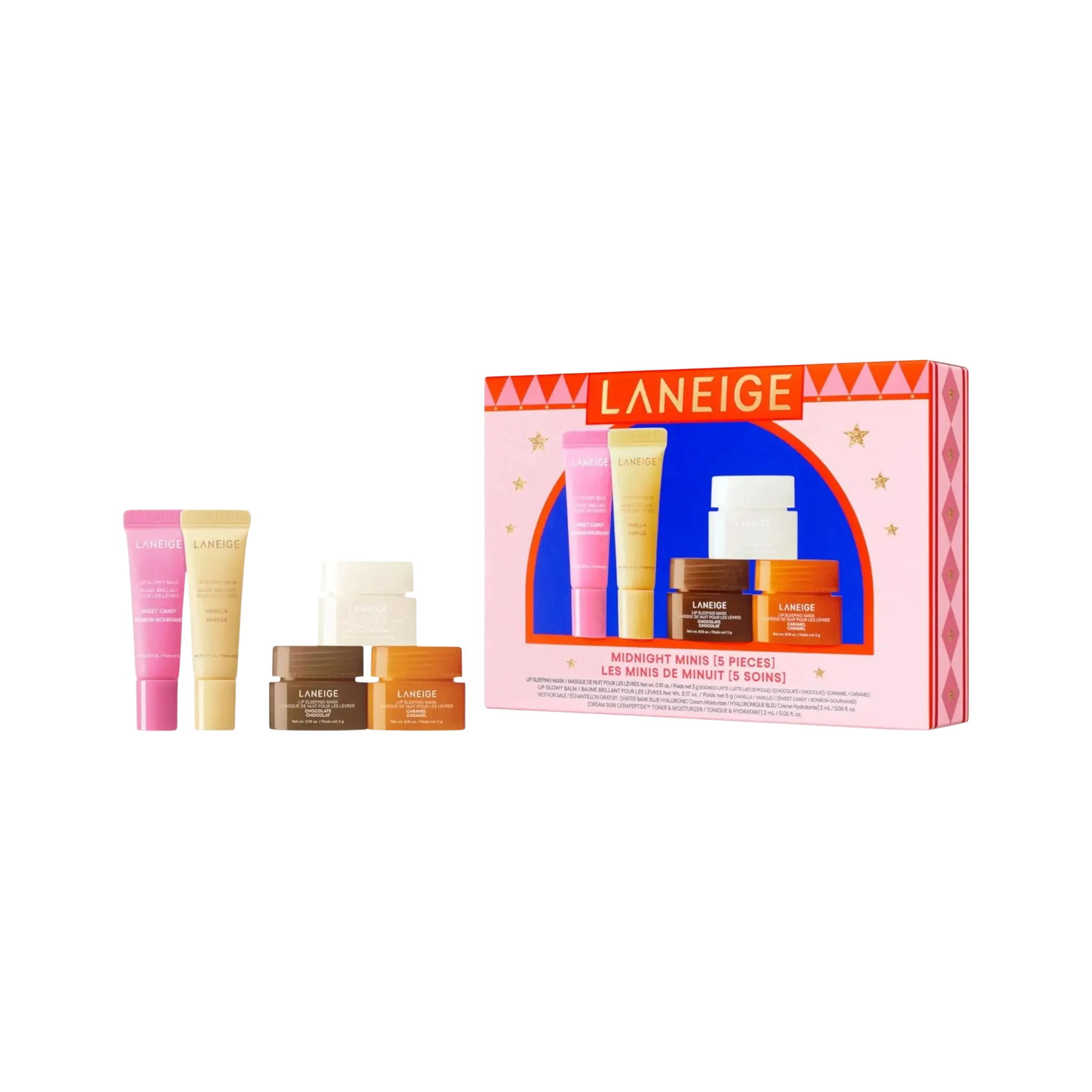 Набор мини-бальзамов и масок для губ Laneige Midnight Minis /  5 вкусов Findy Uzbekistan