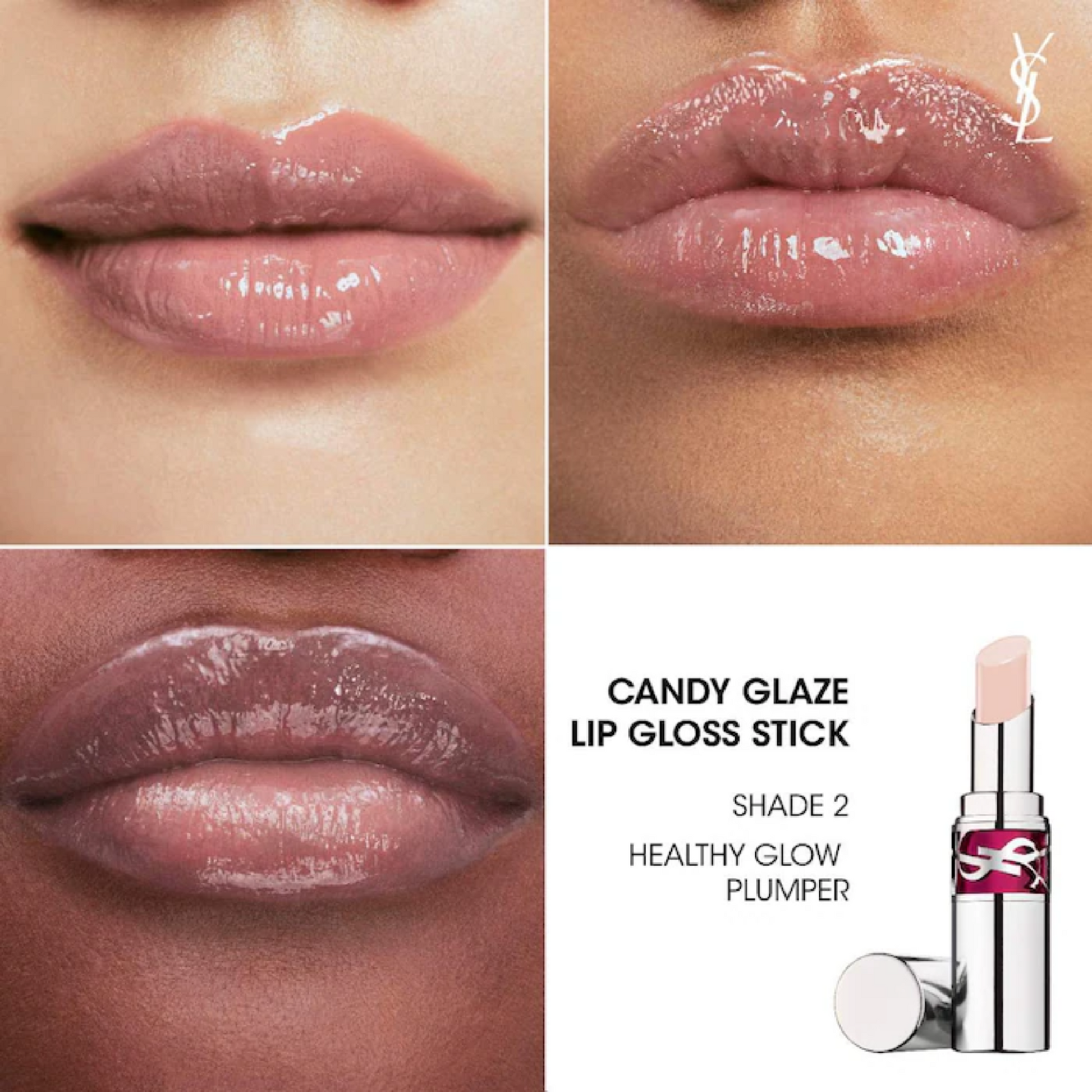 Блеск-стик для губ YSL Candy Glaze / #02 healthy glow plumper - clear with pink hue Findy Uzbekistan