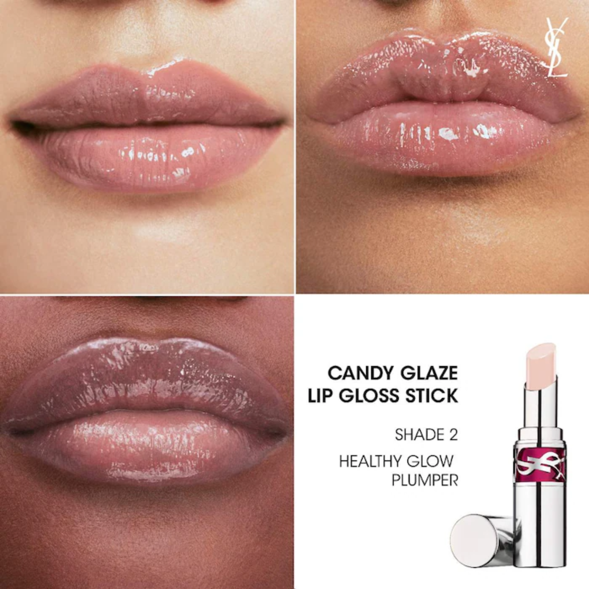 Блеск-стик для губ YSL Candy Glaze / #02 healthy glow plumper - clear with pink hue Findy Uzbekistan