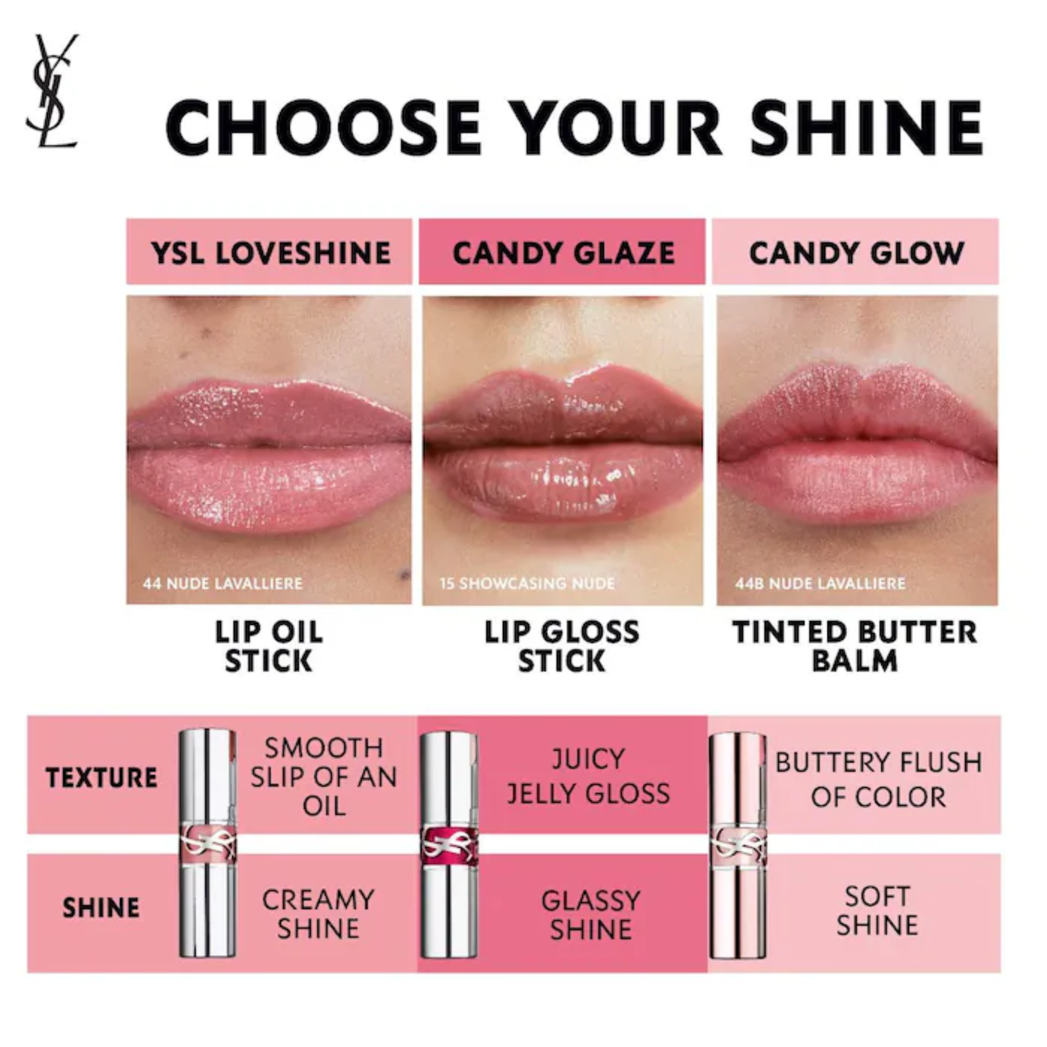 Блеск-стик для губ YSL Candy Glaze / #02 healthy glow plumper - clear with pink hue Findy Uzbekistan
